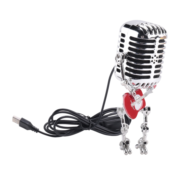 Retro Style Vintage Microphone Robot Desk Lamp, Table Lamp Red
