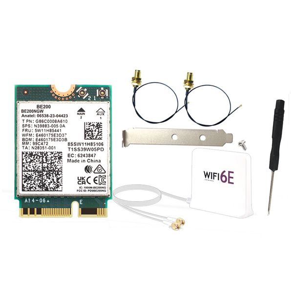 Be200 Wifi 7 Wifi Card+12Dbi Antenna Kit Network Adapter For Win10/11