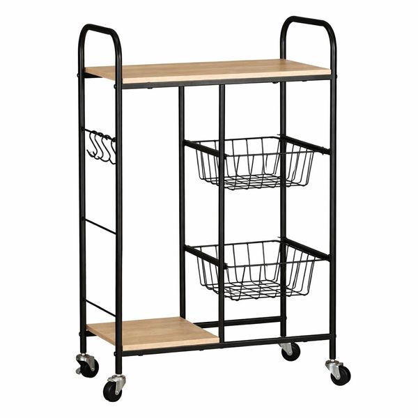 Everfurn Lucca Kitchen Cart on Wheels - Black
