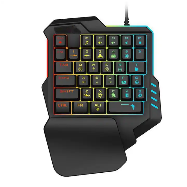 Small Gaming Keyboard Hand Rest with 35 Keys,RGB Colorful Backlight