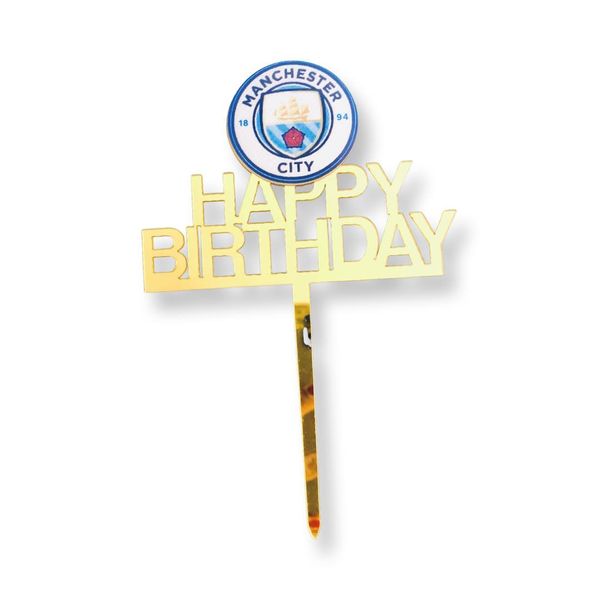 Manchester City Inspired Happy Birthday Cake Topper