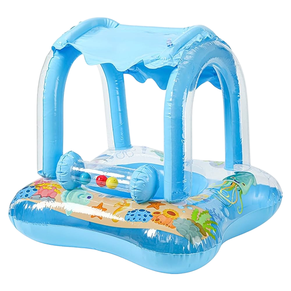 Summer Time Sky Blue Baby Float - Safe Inflatable Boat for Pool Fun