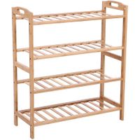 FPP Bamboo Wood Shoe Rack With 4 Tier 12 Pairs Shoe Shelf Storage Organizer