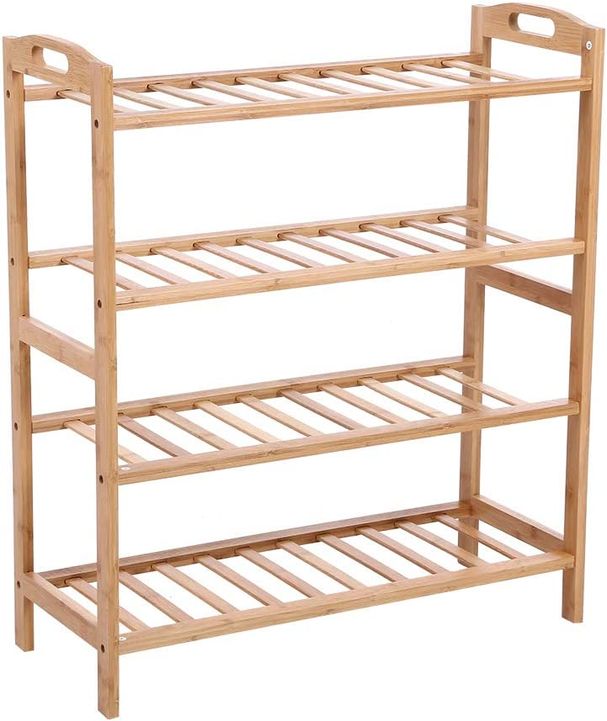 FPP Bamboo Wood Shoe Rack With 4 Tier 12 Pairs Shoe Shelf Storage ...