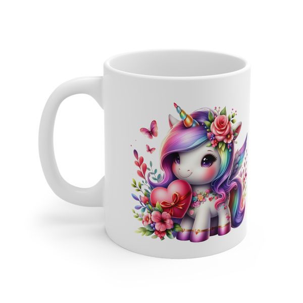 Hearts and Flowers Unicorn Mug