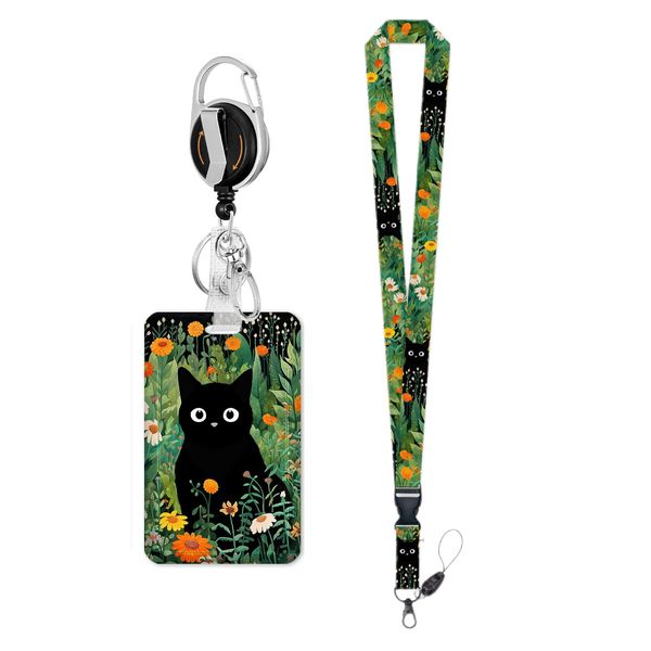 Cute Cat ID Card Holder - Retractable with Lanyard