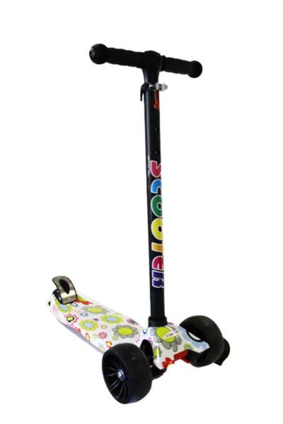 Kids Black Lighting Pattern 3 Wheel Scooter with LED Light Up Wheels