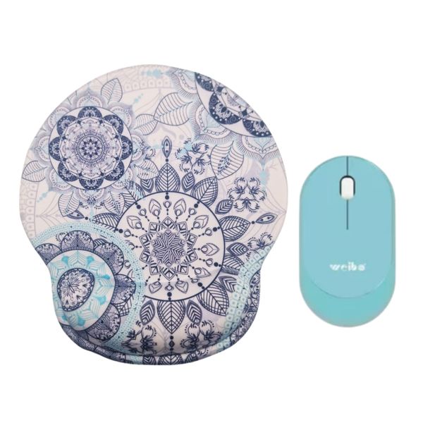 Ergonomic Floral Design Mouse Pad and Wireless Mouse