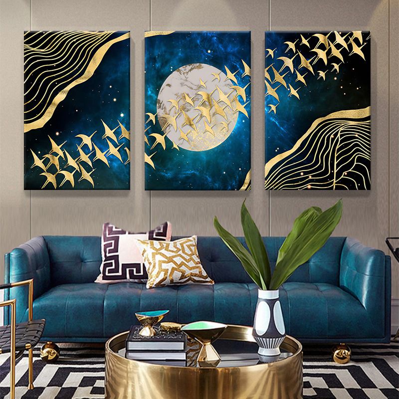 Abstract 3-Piece Moon Birds Fly Canvas Print Wall Art Decor | Buy ...