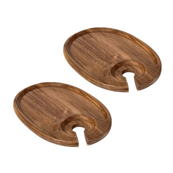 2-Piece Acacia Wood Wine and Cheese Charcuterie Board Serving Tray Set