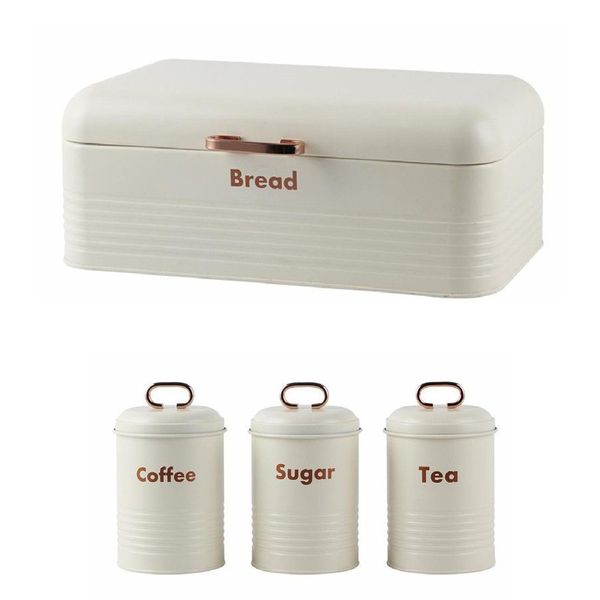 Bread Bin And 3 Piece Canister Set
