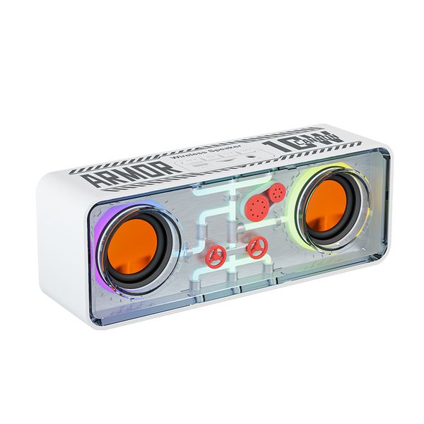 Transparent Mecha Cyberpunk Style Portable Wireless Bluetooth Speaker RGB