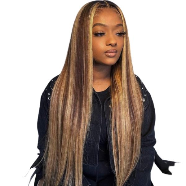 Straight Highlight Lace Frontal Brazilian Wig