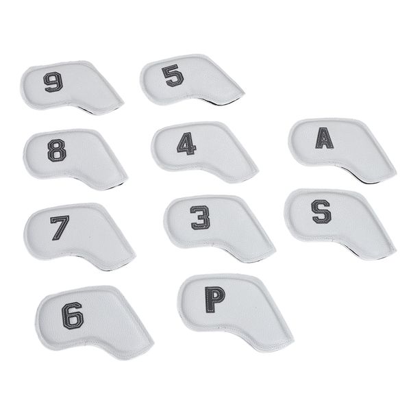 10 Pieces Golf Club Head Covers PU Silver Gray