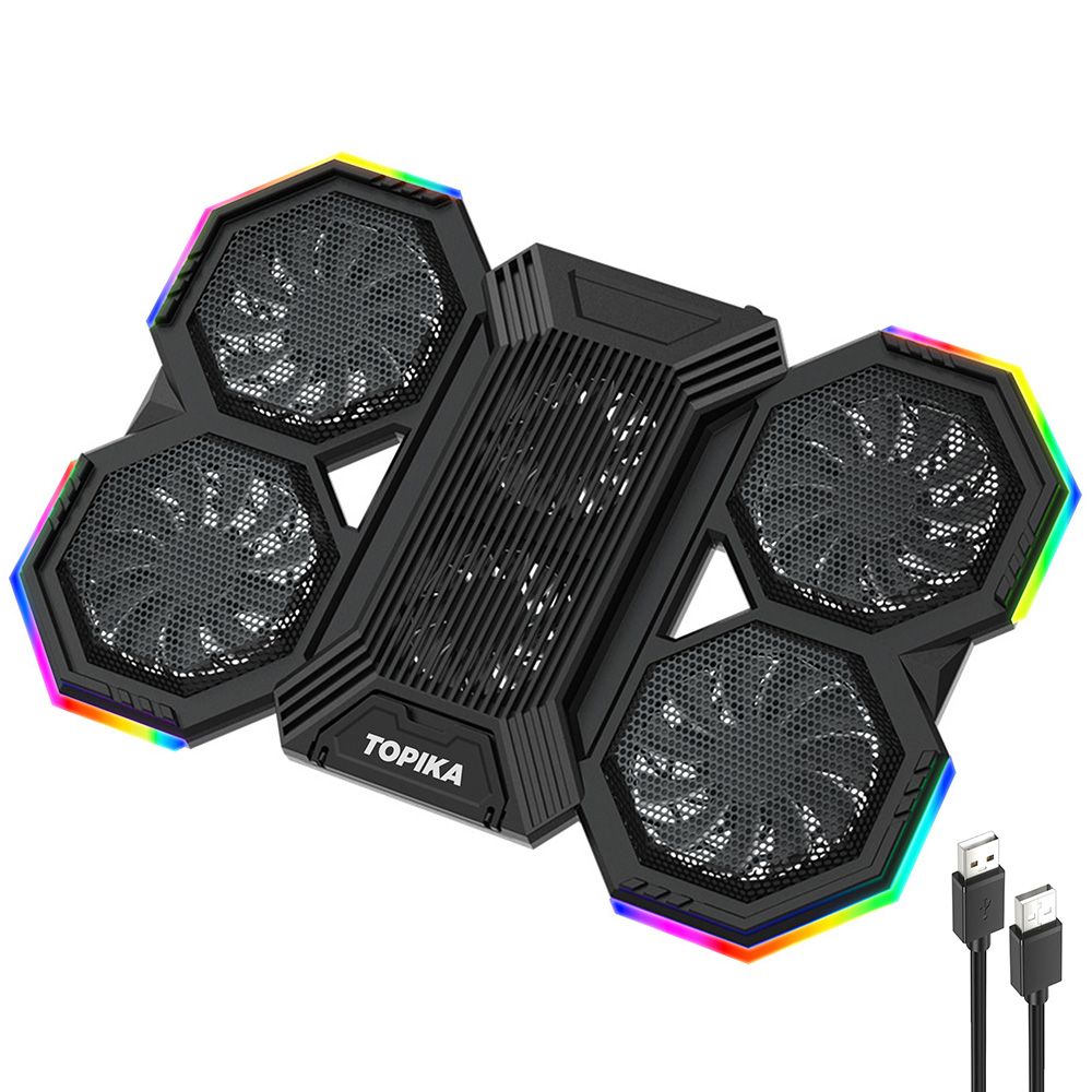 Topika - Gaming Laptop Cooling Pad with 6 Fans, RGB Lights, Dual USB Ports