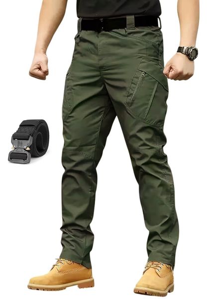 Tactical Cargo Pants For Men Casual Pants Joggers -Army Green+Tactical Belt