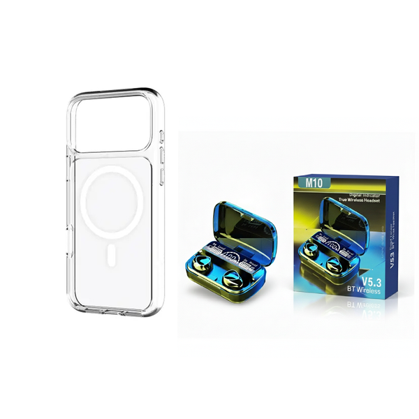 Combo Deal - Magsafe Cover Compatible iPhone 17 Pro Max + M10 Earbuds