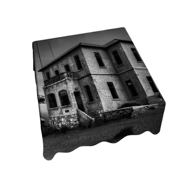 Kolmanskop Gost Buildings Black White Square Tablecloth By Fanie Heymans