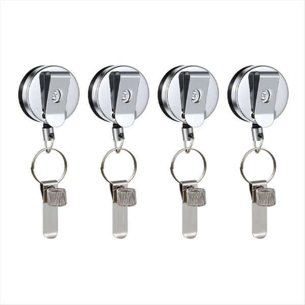 4pcs Retractable Pull Pen Pencil Holder with Belt Clip Key Ring Universal L