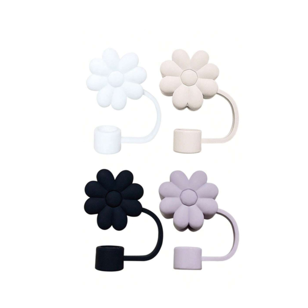 4 Piece Silicone Flower Straw Covers