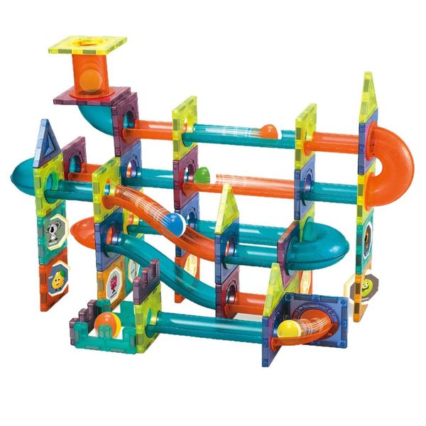 96 Pieces Magnetic Blocks Educational Construction Tiles Marble Run (B4845)