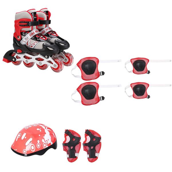 Kids Roller Skates Set with Helmet and 6 Piece Protective Gear