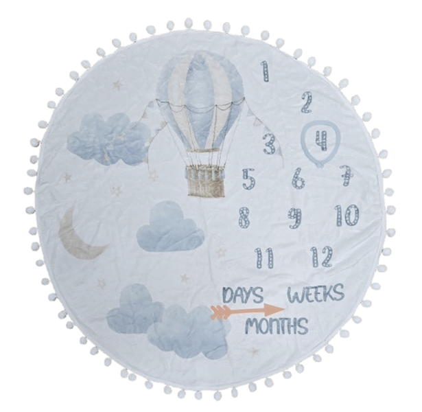 Baby milestone blanket - Pompom boy balloon