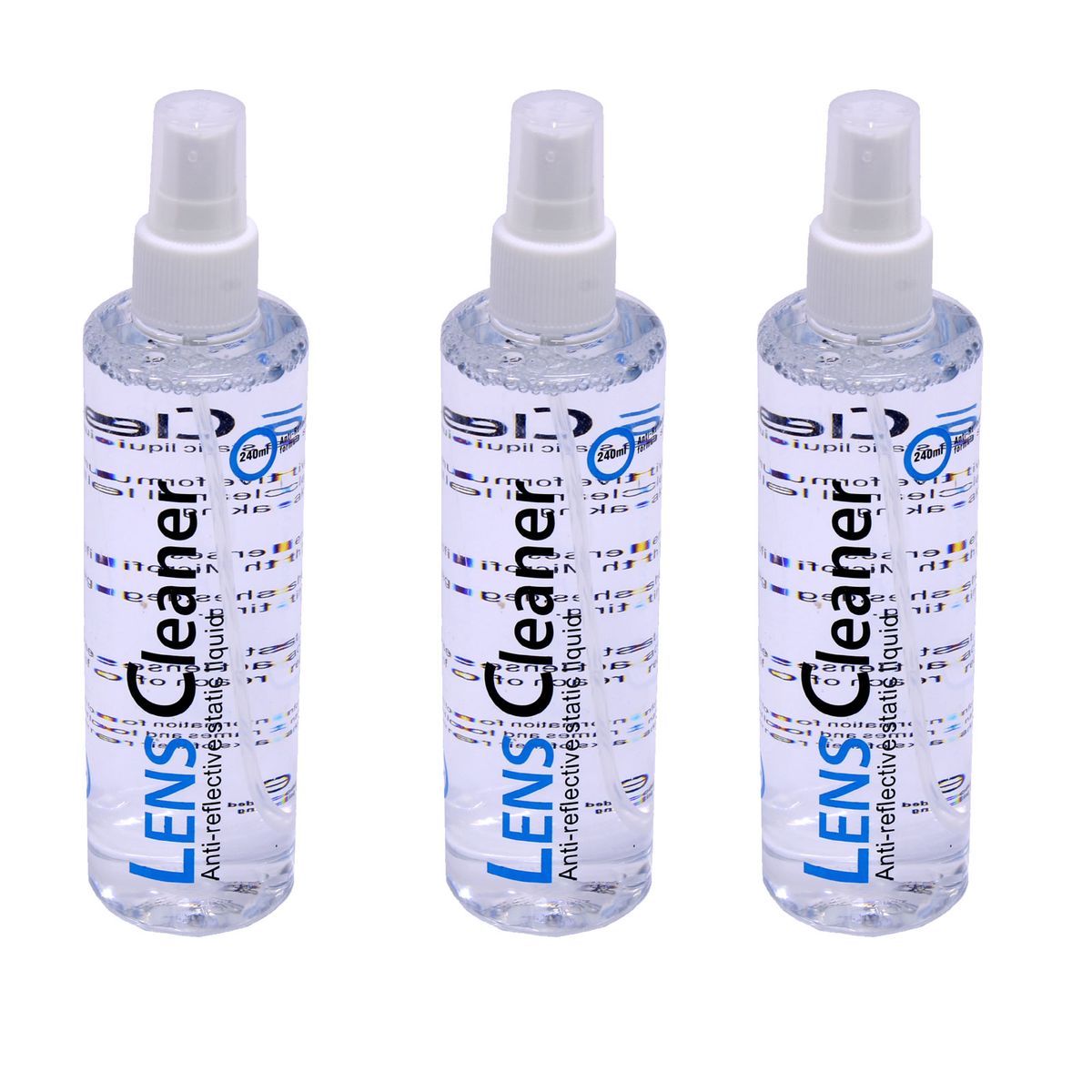 Lens Cleaner Anti Reflective Static Liquid For Glasses 240ml 3 Pack