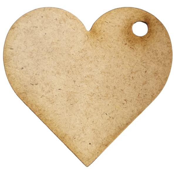 MDF Discs (Set of 10) - Heart 6cm Keyring Hole
