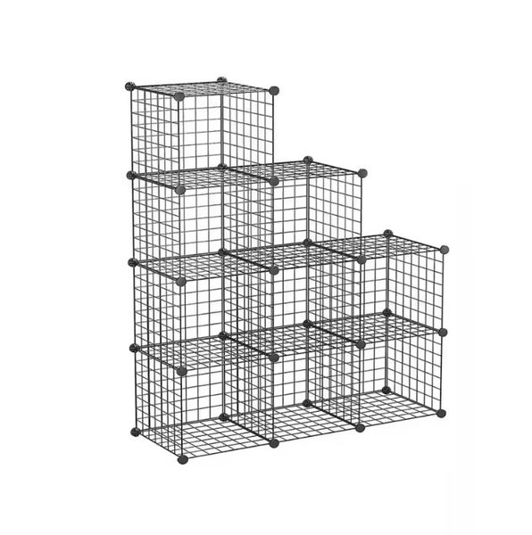 Metal Wire Grid 9 Cube Home Bookcase Closet Storage Shelve Mesh Organizer