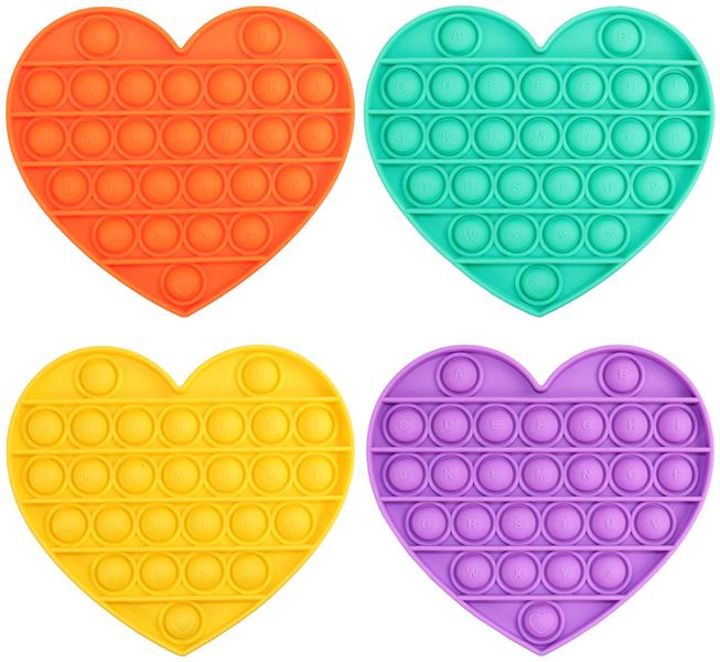Playful Panda Bubble Heart Fidget Sensory Pop It Toy - 4 Pack