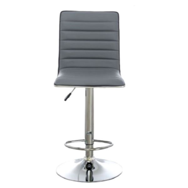 Elegant Black High-Back Barstool With Swivel And Footrest - Grey