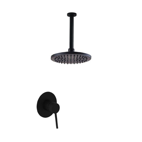 Trendy Taps Bathroom Black Brass Ceiling Shower Head/Mixer/Single Handle