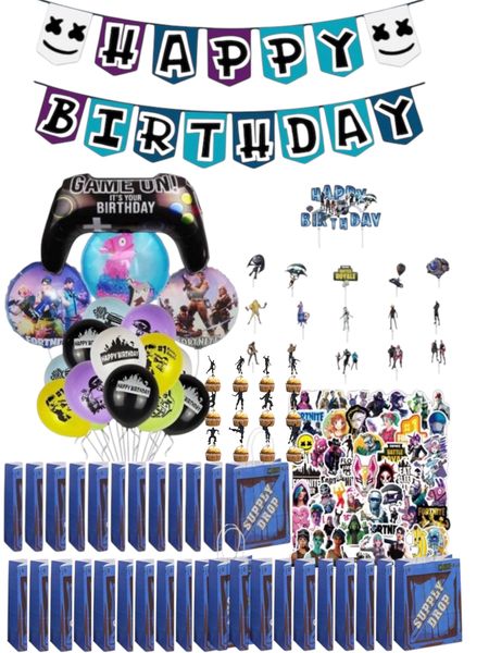 Fortnite Large Party Kit - 179 Piece Birthday Set with Balloons &amp; More