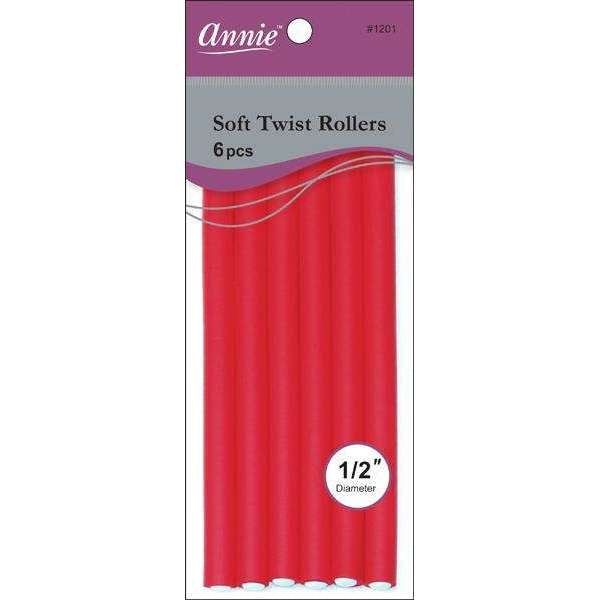 Annie Soft Twist Rollers 7in 6ct Red- 2 Pack