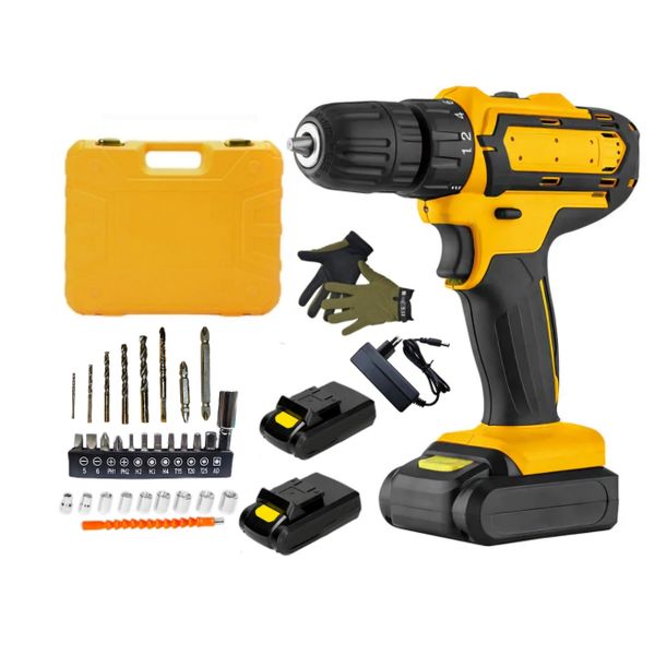 31 Piece 3-In-1 Cordless Drill With Gloves, Carry Case &amp; 2 Batteries