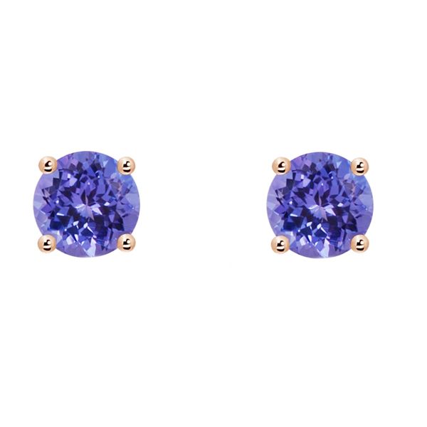 Stella Luna Round Stud earrings - Swarovski Tanzanite crystal Rosegold