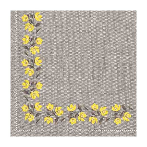 Napkins 3 Ply 33X 33cm Texture Yellow Flowers