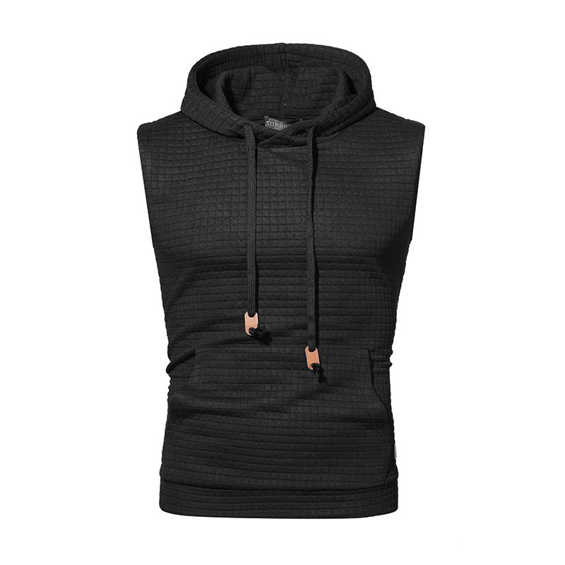 トップス VIAVANDA DISTORTION HOODIE TANK TOP Men's Sports Sleeveless Hoodie Tank Tops Sweatshirt Workout Tops