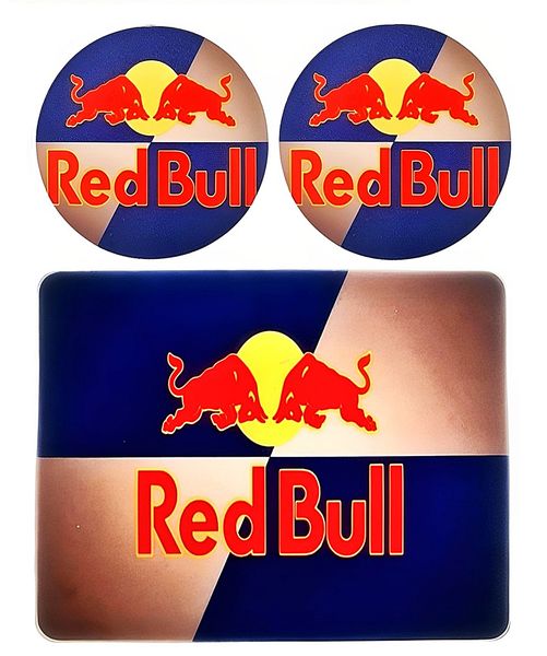 Red Bull Retro Mouse Pad &amp; 2 Red Bull Coasters - 3 Piece Gift Set