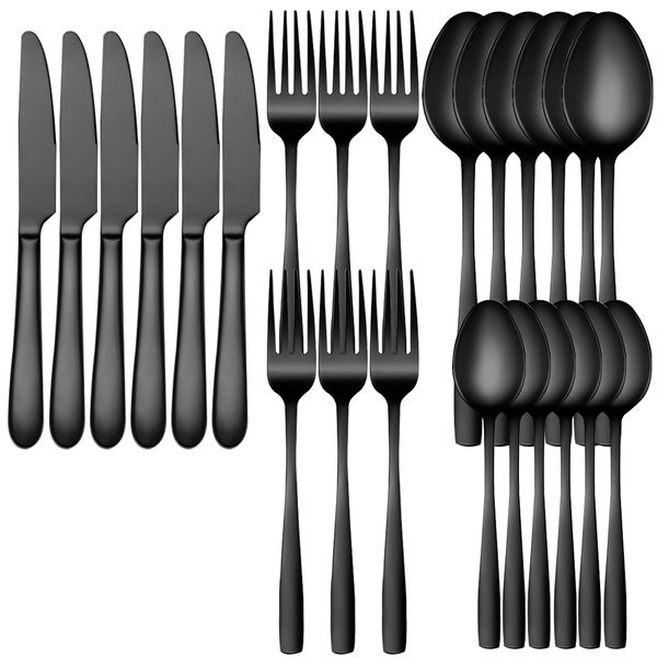 Set of 24 - Stainless Steel Mirror Polished Cutlery Utensil Set