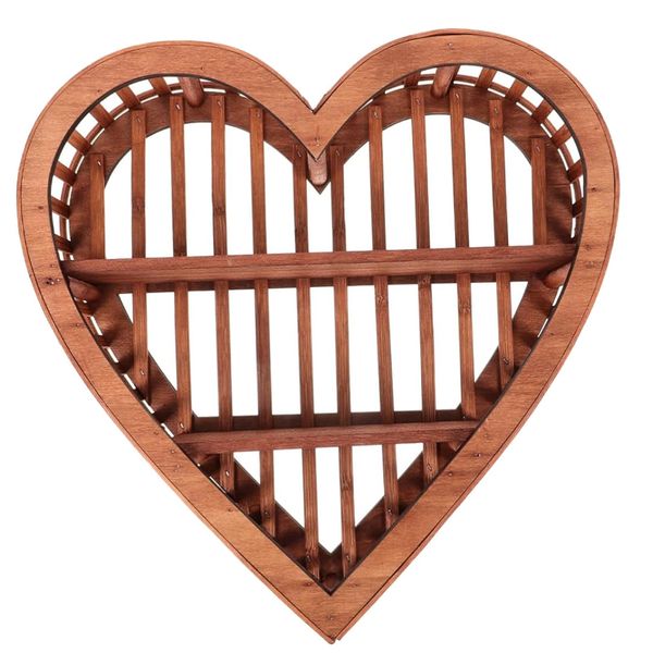 Decor Heart-Shaped Two-Tier Wall Mounted Wooden Display Shelf - 38cm
