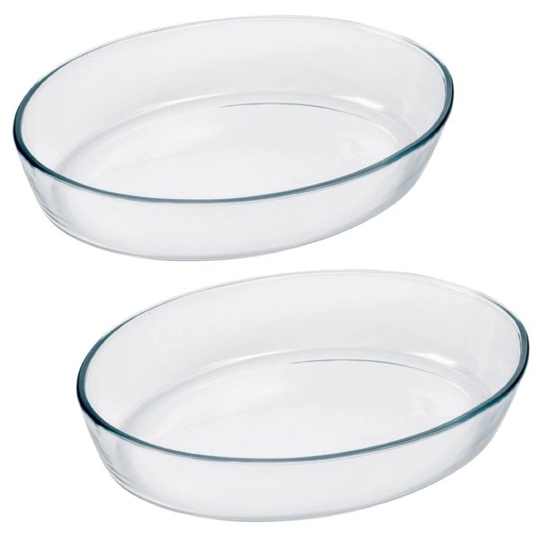 Kitchen Oval Glass Roasting Dish Set of 2