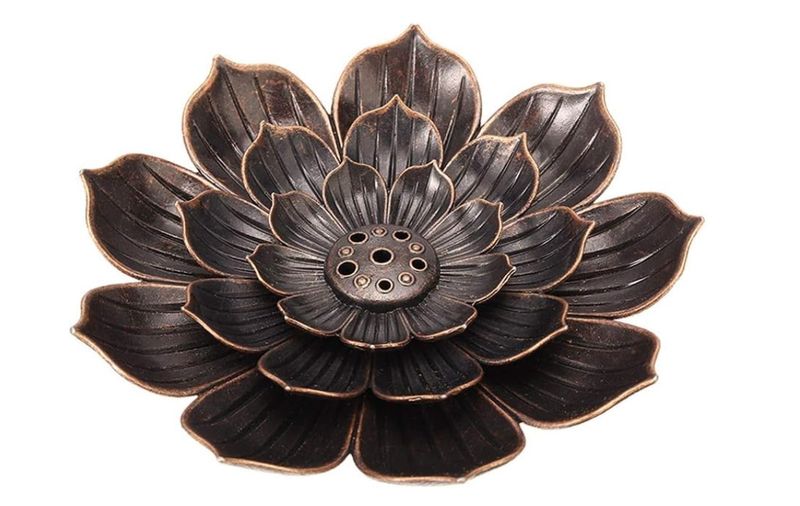 Lotus Stick Incense Holder 6 Incense Holes with Detachable Ash Catcher