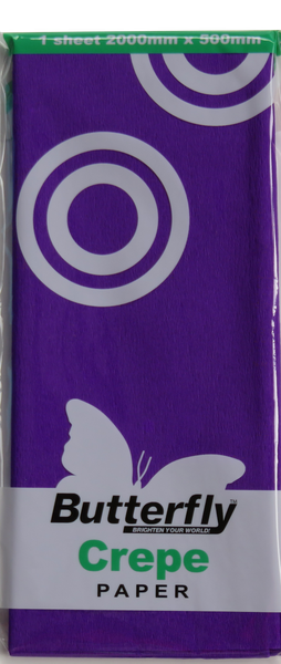 Butterfly Crepe Paper - 12 Sheets (2m X 500mm Each) Purple