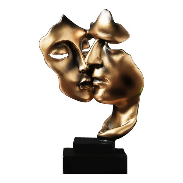 Sculpture Home Decor Mask Gold Statue Face Modern Resin Figures