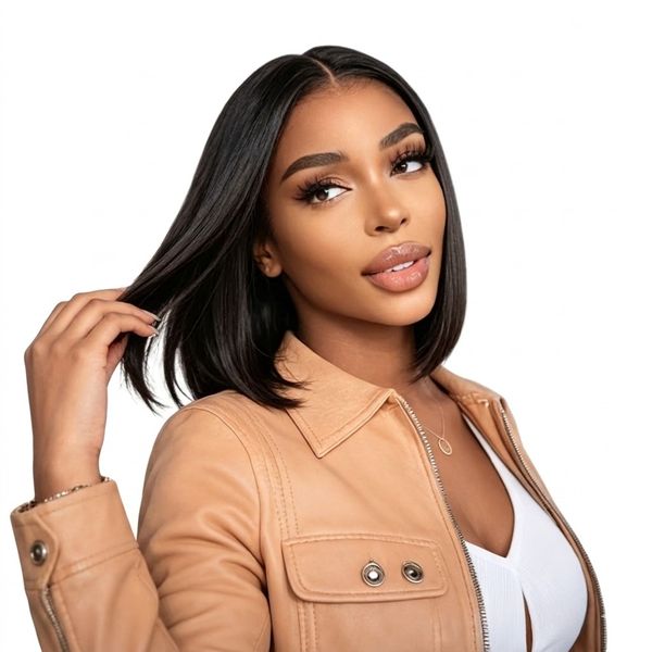 Joedir 13x4 Frontal Transparent Lace Black Straight Bob Wig For Beginner