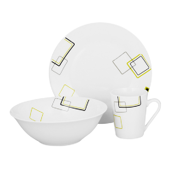 Mento White Ceramic Dinnerware 12 Set