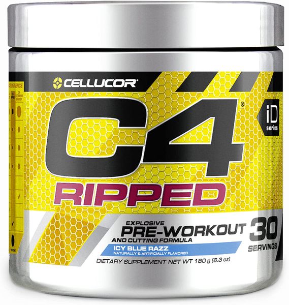 Cellucor C4 Ripped Pre-Workout Powder Icy Blue Razz -180g