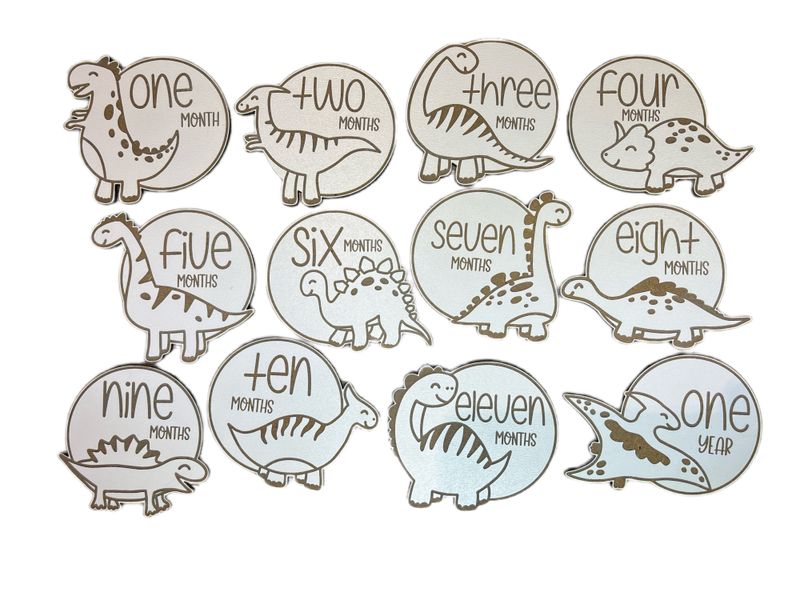 Dinosaurus Milestone Cards For Baby Nursery Baby Shower Gift Set Dino Wood